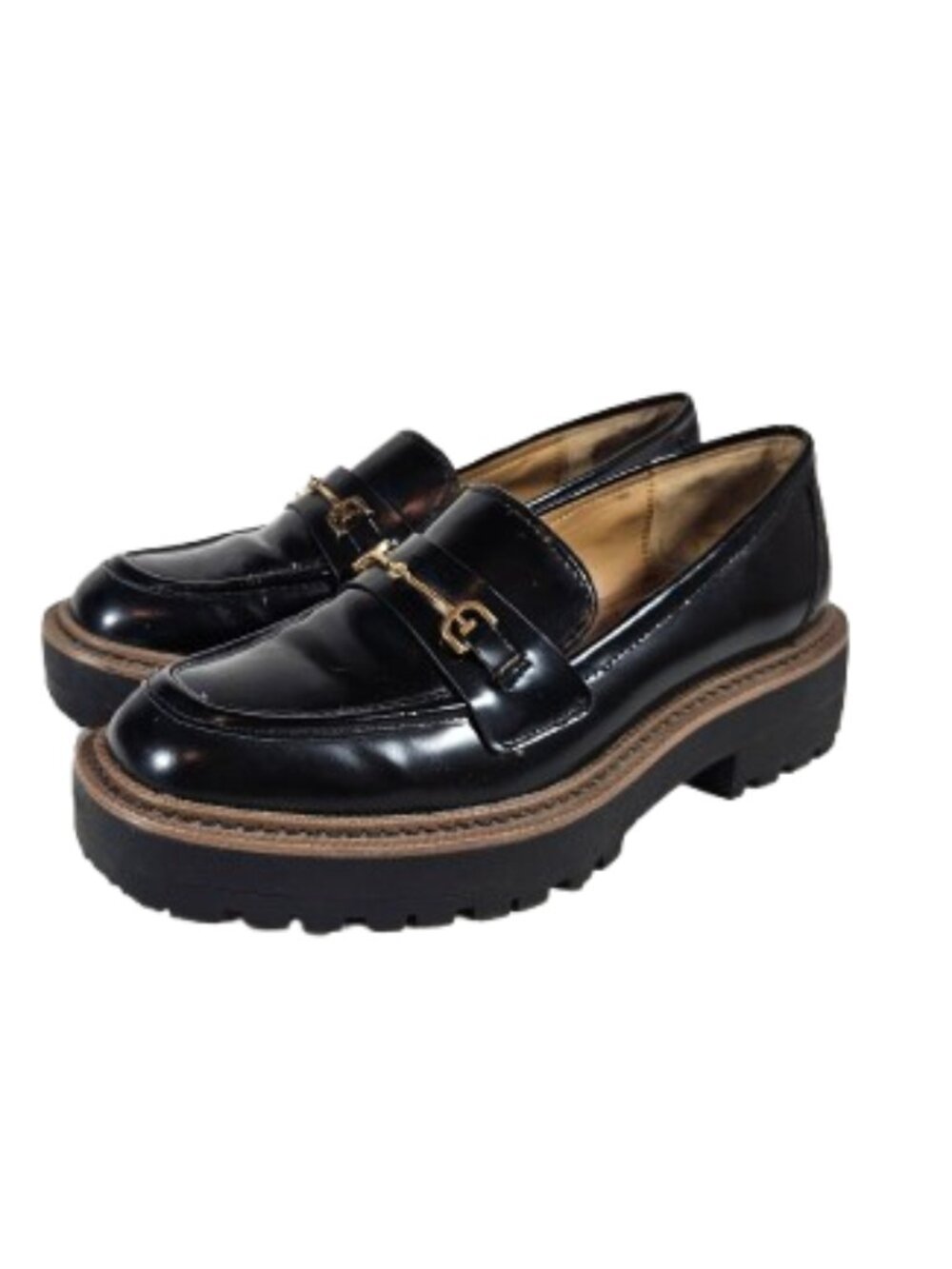 Sam Edelman Black Loafers Laurs Women's Size 8M Leather Uppers Platforms